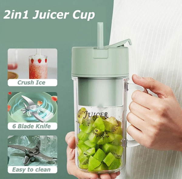 Portable Juicer Blenders For Smoothies And Juices, USB Rechargeable Mini Juicer Bottle Mixer Shake Maker Machine With 1800Mah Rechargeable Battery, Smoothie Blender - Image 4