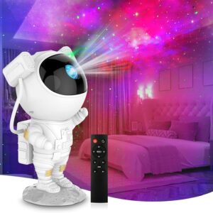Astronaut Galaxy Projector Night Light – 360° Rotating Nebula Star Projector with Remote Control