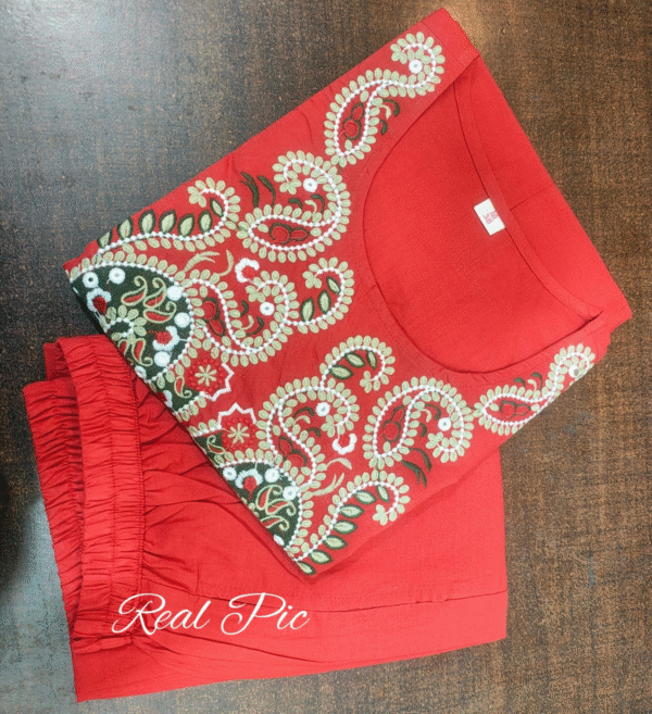 Blossom Red Kurta Pant Set for girls & women - Image 5