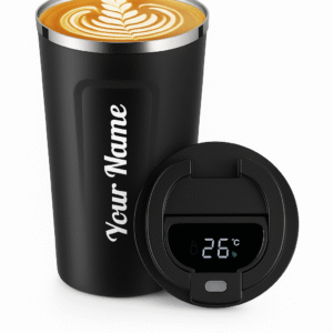 Personalised Coffee Mug Cup Digital Display, Thermos Flasks, 510 ml, 316 Stainless Steel Travel Mug, Insulated Vacuum Thermal Mug, Leak-Proof Travel Mug with Lid for Coffee