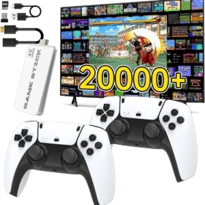 4K Game Stick Pro Wireless Console – 2 Controllers | Retro Gaming Console with 10,000+ Classic Games | Plug & Play TV Gaming Stick