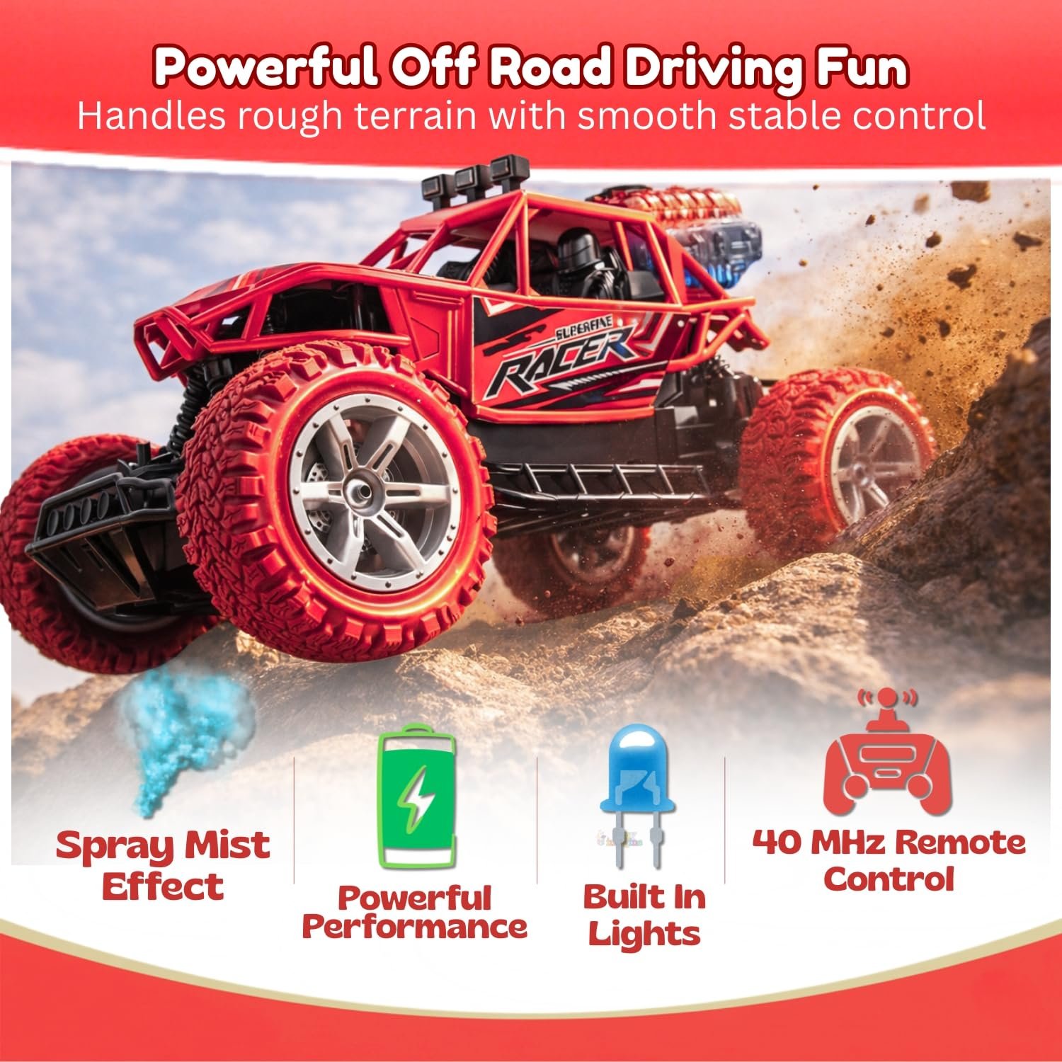 High Speed Remote Control Spray Car for Kids | RC Racing Car with Smoke Effect, Durable Build & Easy Control | Perfect Gift Toy| (multicolour)