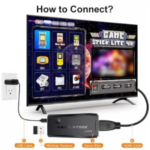 4K Game Stick Lite Wireless Gaming Console – 2 Wireless Controllers | Retro TV Game Stick with 10,000+ Classic Games | Plug & Play HDMI Gaming System