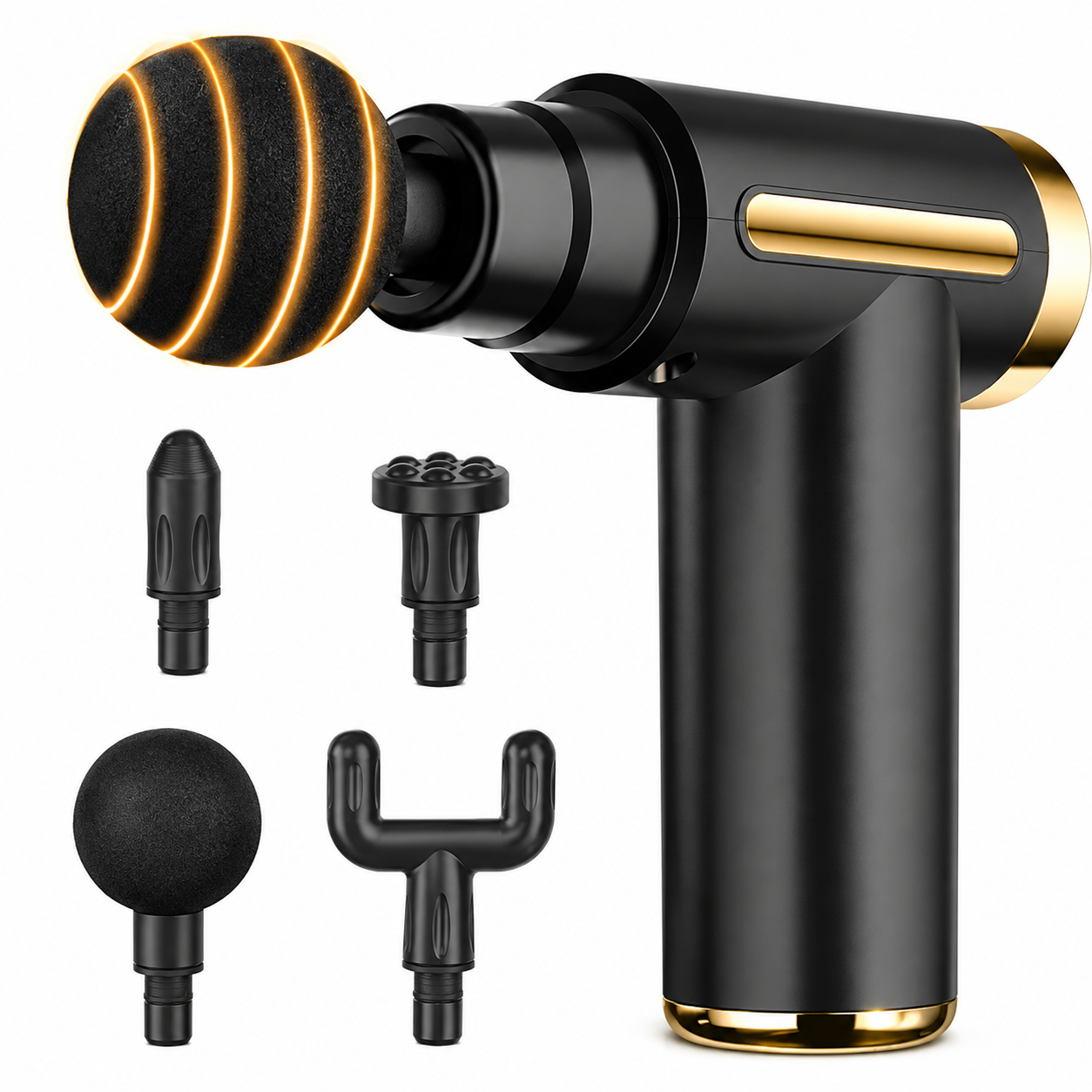 Mini Massage Gun Deep Tissue Percussion | Portable Muscle Massager with 4 Heads | Pain Relief & Gym Recovery Device