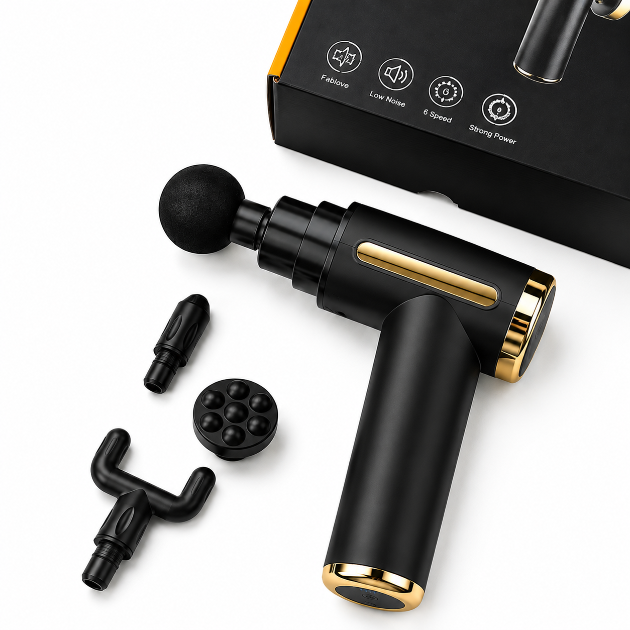 Mini Massage Gun Deep Tissue Percussion | Portable Muscle Massager with 4 Heads | Pain Relief & Gym Recovery Device