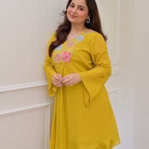 Sunshine Yellow Floral Kurta Palazzo Set