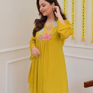 Sunshine Yellow Floral Kurta Palazzo Set