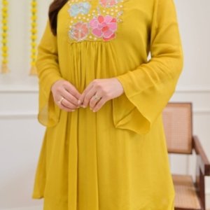 Sunshine Yellow Floral Kurta Palazzo Set