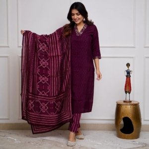 Wine Purple Elegant Kurta Set with Dupatta