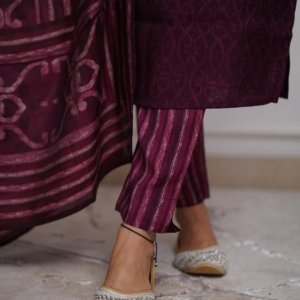Wine Purple Elegant Kurta Set with Dupatta