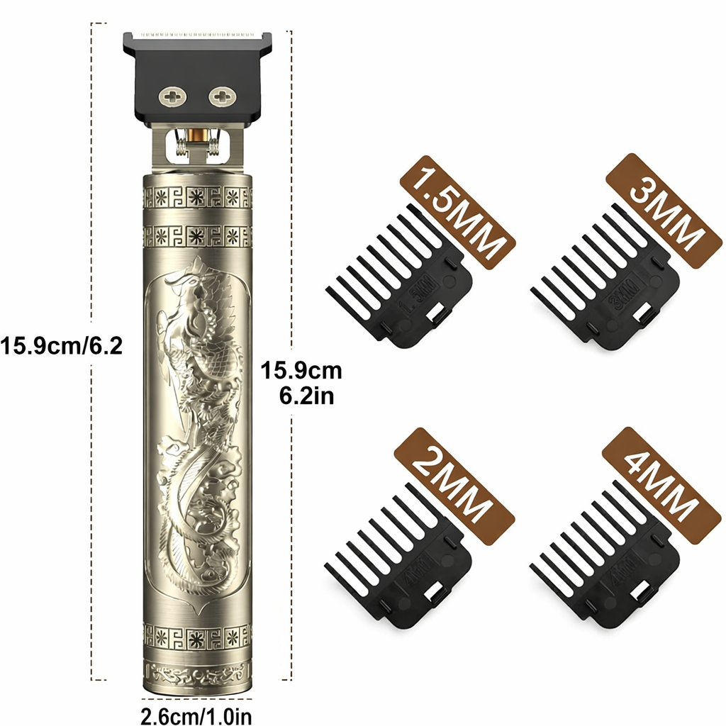 Hair Trimmer For Men –Light Weight Golden Plastic Body,Cordless,4 Guide Combs, USB Rechargeable, Men'S Golden Plastic Body –Zero Gap Beard & Hair Clipper with Guide Combs & Brush 1 trimmer