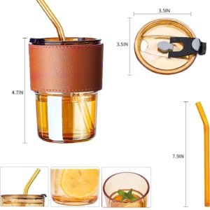 Glass Coffee Sipper with Lid and Glass Straw 400ML