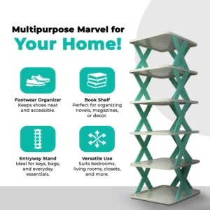 SpaceSaver 6-Tier Foldable Shoe Rack