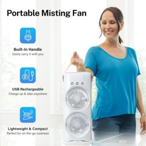 Portable Mini Air Cooler Fan | USB Rechargeable Dual Fan | Personal Cooling Device for Home, Office & Travel