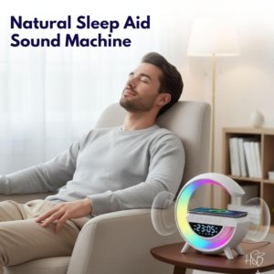 G Shaped Bluetooth Speaker | 15W Wireless Charger, Digital Alarm Clock & RGB Night Light