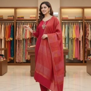 Royal Red Festive Kurta Set