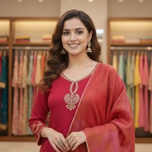 Royal Red Festive Kurta Set