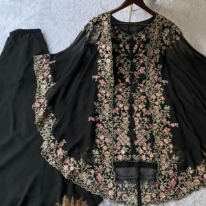 Black Rose Cape-Style Kurta