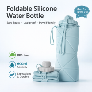 Foldable Silicone Water Bottle 600ml MultiColour