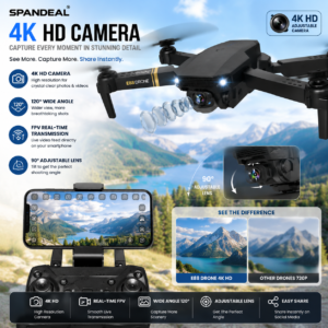 Foldable 4K Dual Camera Drone with Remote Control | WiFi Live View | 2 Cameras | 2 Batteries | Portable HD Aerial Photography Drone.