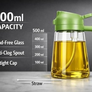 Premium Glass Oil Dispenser Bottle with Handle & Pour Spout – Leakproof Kitchen Oil Container | Bulk Deal Pack