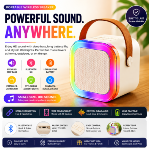 Home 83 RGB Portable Bluetooth Speaker | Wireless HD Sound Speaker with LED Lights & Long Battery Life