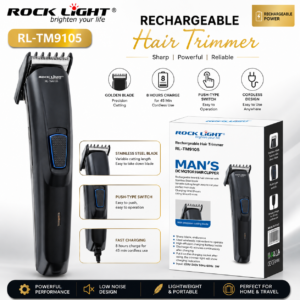 Rock Light RL-TM9105 Rechargeable Hair Trimmer | Professional Cordless Beard & Hair Clipper for Men
