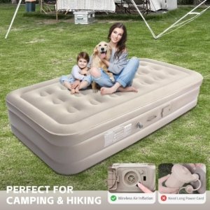 Portable Single Air Mattress with Built-in Pump for Camping & Travel