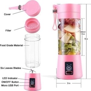 Portable Mini Juicer Blender Bottle | USB Rechargeable Smoothie Maker | 30 Sec Quick Blend for Gym, Travel & Home (Multi Colour).
