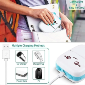 Mini Bluetooth Thermal Printer with 8 Paper Rolls, Stickers & Carry Bag | Portable Ink-Free Wireless Printer for Android, iOS, Labels, Notes & Photos