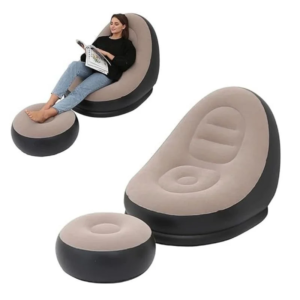 2 in 1 Sofa Portable inflatable sofa chair with ottoman, featuring plush comfort, quick inflation, lightweight portability, and versatile use for home, kids, or outdoor camping.