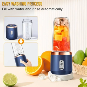 Portable Electric Juicer Blender with 6 Blades & USB Rechargeable Battery