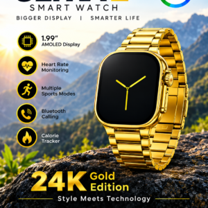 Ultra 2 24K Gold Edition Smartwatch with 7 Interchangeable Straps & Charging Cable