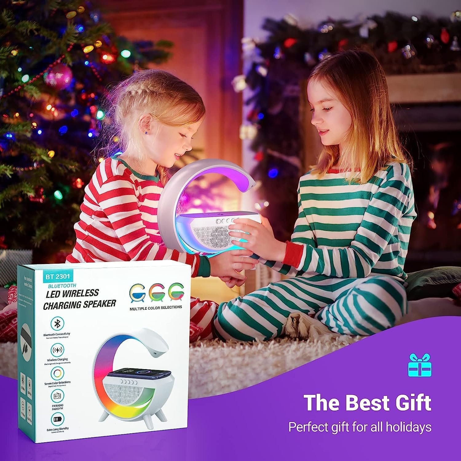 3-in-1 RGB LED Lamp Bluetooth Speaker with Wireless Charging | Stylish Smart Desk Light & Music Speaker