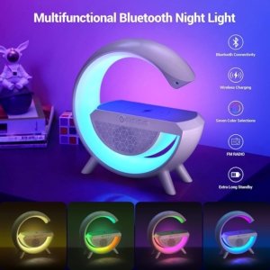 3-in-1 RGB LED Lamp Bluetooth Speaker with Wireless Charging | Stylish Smart Desk Light & Music Speaker