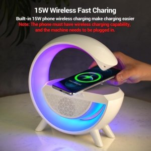 3-in-1 RGB LED Lamp Bluetooth Speaker with Wireless Charging | Stylish Smart Desk Light & Music Speaker
